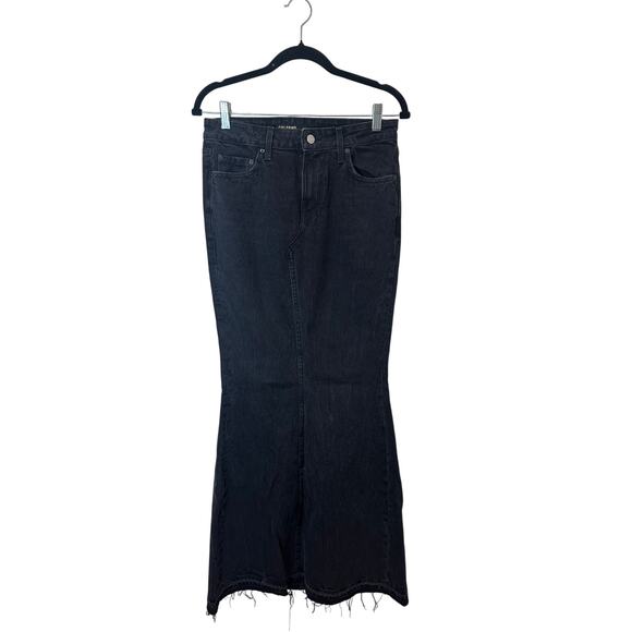 GRLFRND The Stella Sz 25 Denim Maxi Skirt Low Rise Ultra Flare Black  NWOT! - Picture 1 of 5